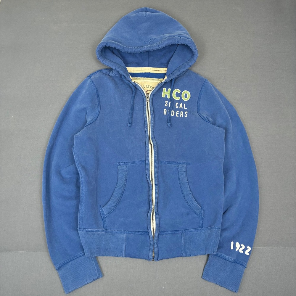Vintage Y2K Hollister So Cal Riders Full Zip Blue Hoodie Men's Size Large